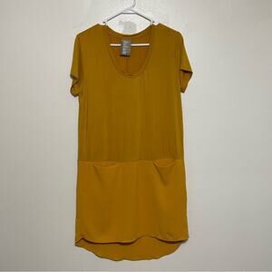 Dolan Anthropologie Mustard High Low Shirt Dress Size Small Petite